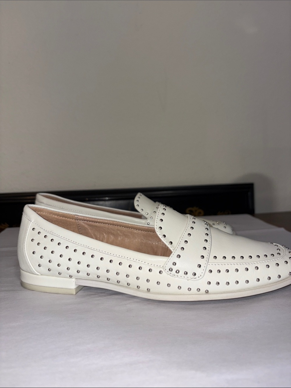 Chelsea & Violet White Loafers with Silver Studs worn once - Picture 2 of 6